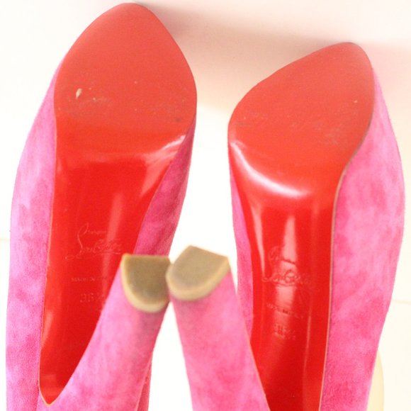 Christian Louboutin Pink Daffy Suede Platform - Picture 8 of 10